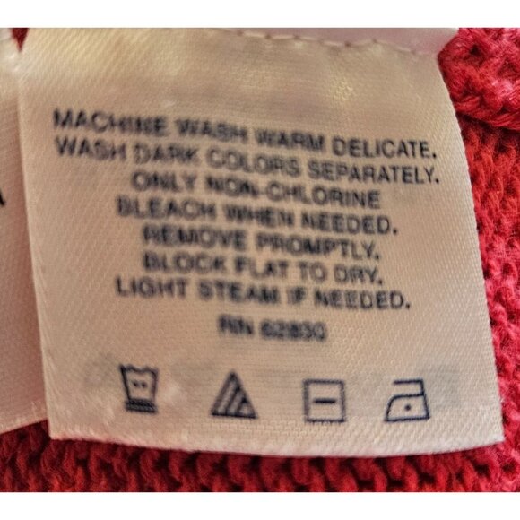 Lands End Woman Size MP Dark Pink 100% Cotton Sweater Beach Colorful Preppy - Picture 4 of 5